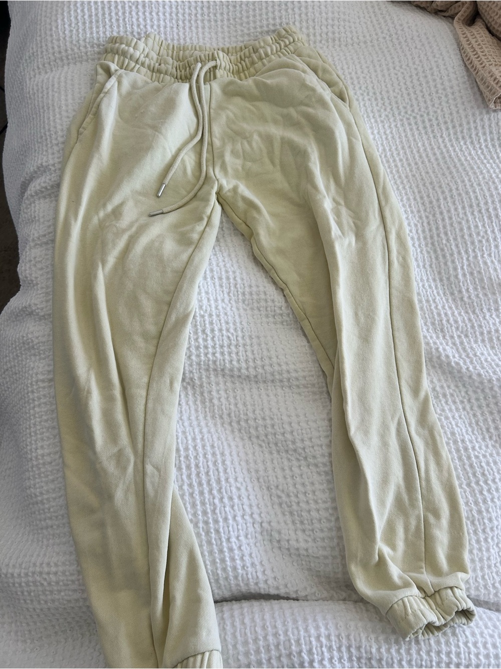 Light Cream yellow Casual Drawstring Joggers